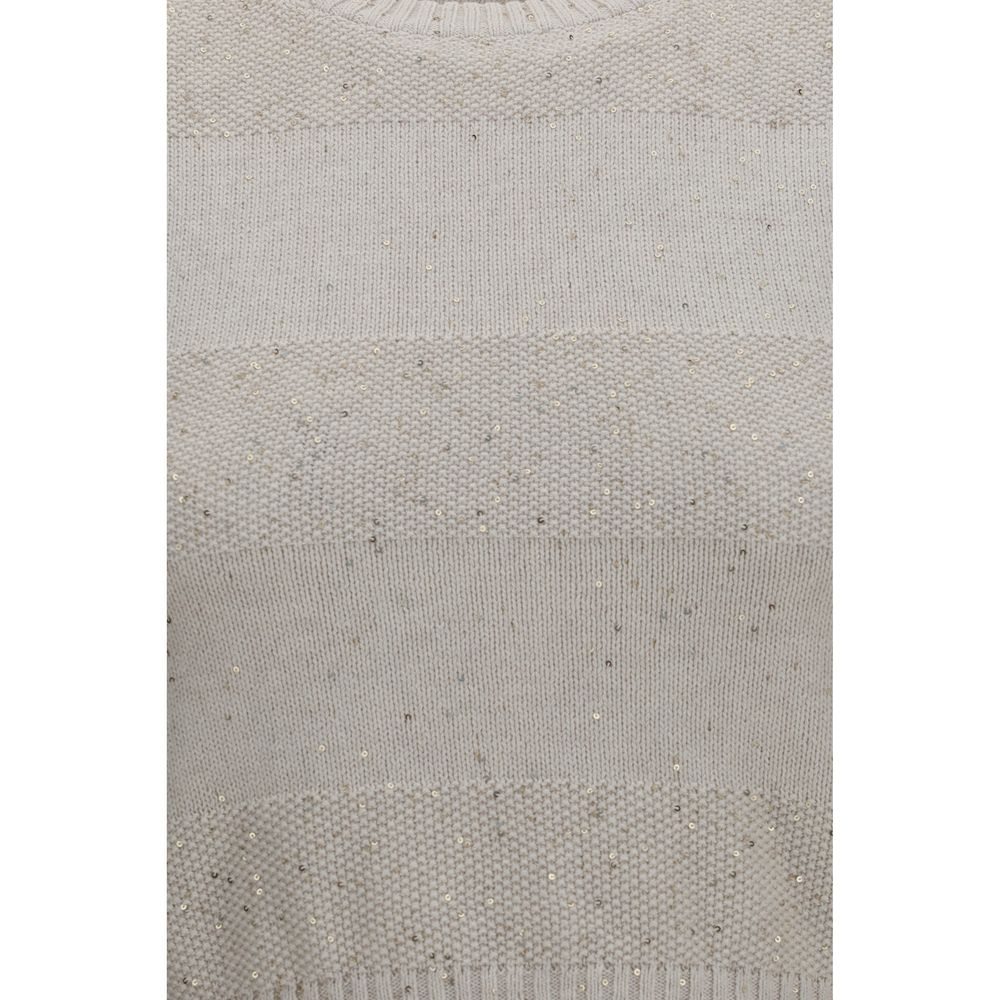 Beige Cotton Sleeveles Sweater