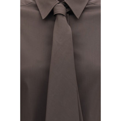 Brown Cotton Dress Shirt