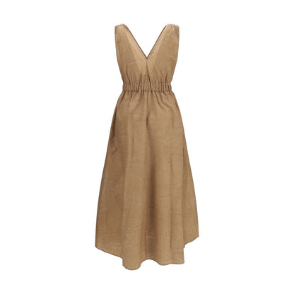 Beige Cotton Casual Dress