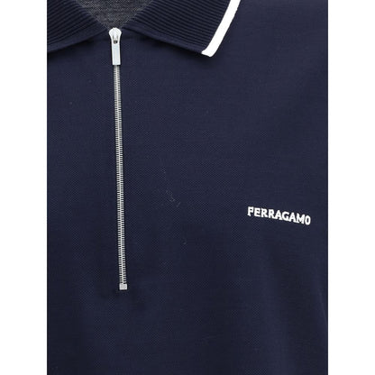 Blue Cotton Polo Shirt