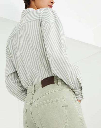 Green Cotton Straight-Leg Jeans