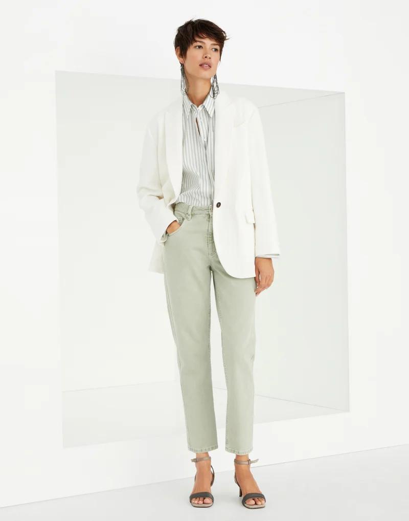 Green Cotton Straight-Leg Jeans