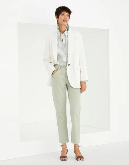 Green Cotton Straight-Leg Jeans