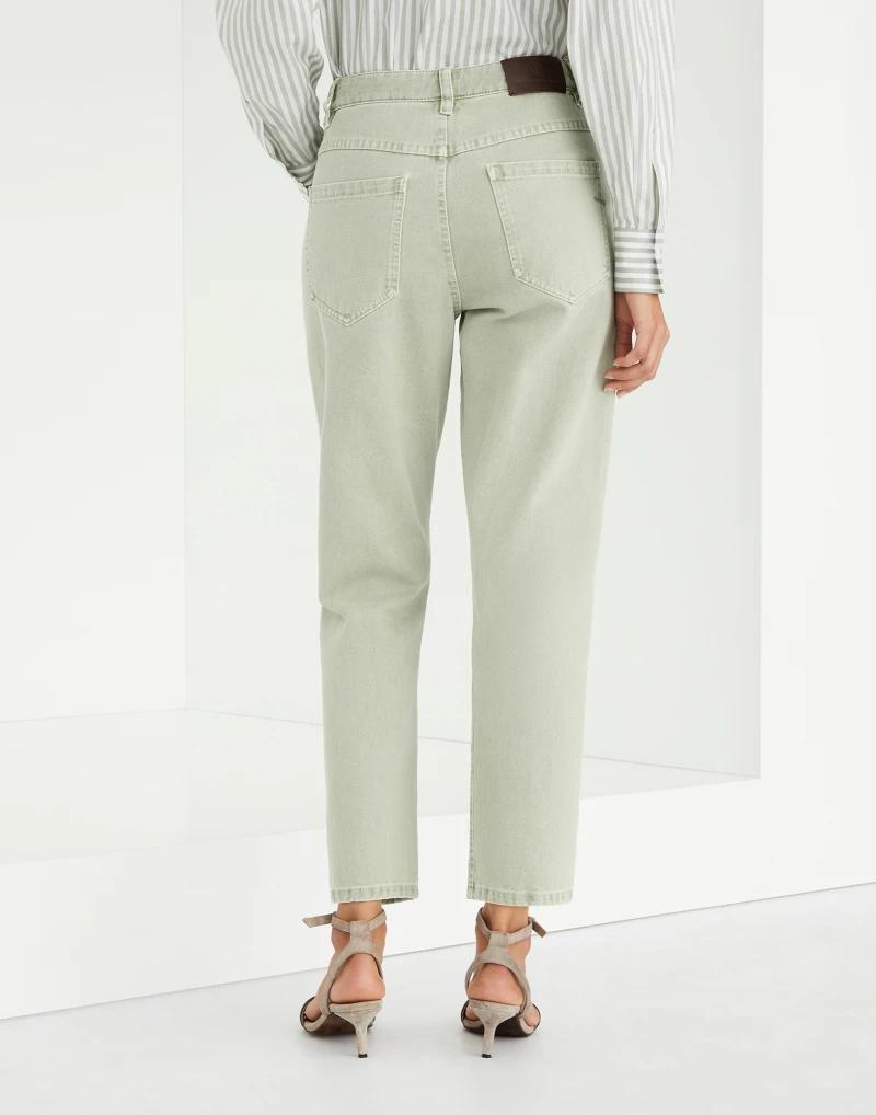 Green Cotton Straight-Leg Jeans