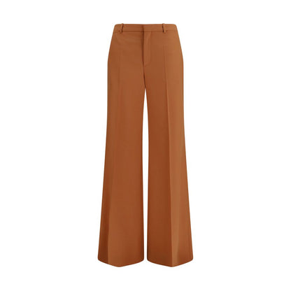 Orange Cotton Flared Pants
