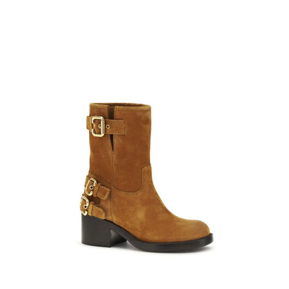 Brown Calf Leather Bos Taurus Ankle Boots