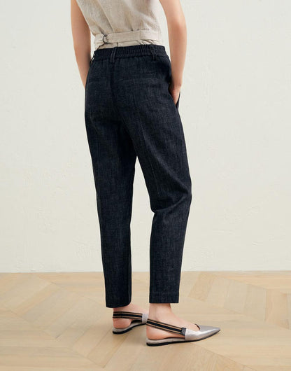 Black Cotton Casual Pants