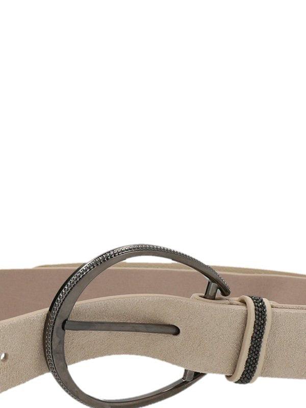 Beige Leather Regular Belt