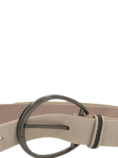 Beige Leather Regular Belt