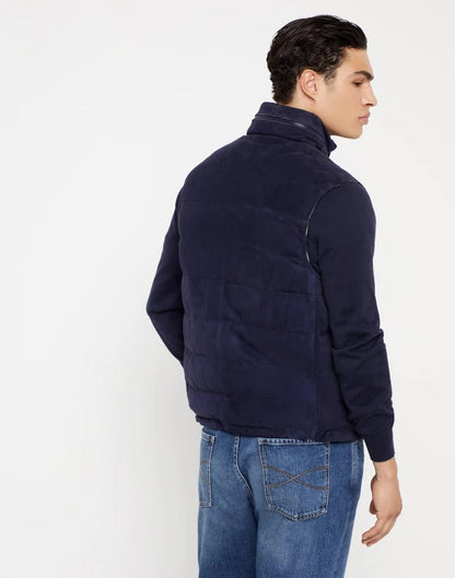 Bicolor Leather Sleveless Jacket