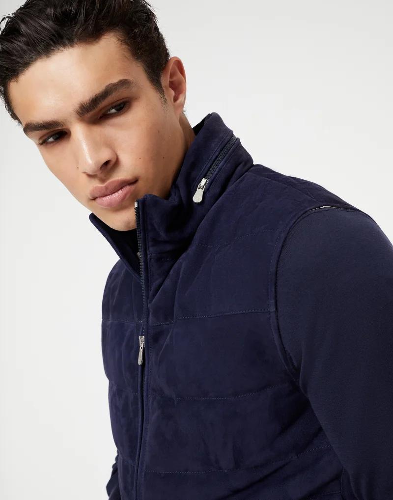 Bicolor Leather Sleveless Jacket