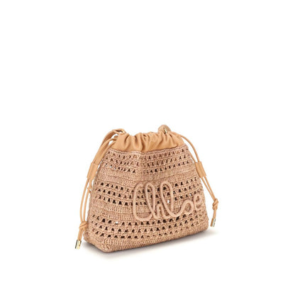 Beige Raffia Shoulder Bag