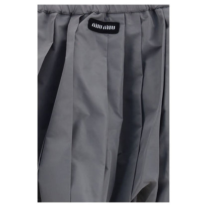 Gray Polyester Mini Skirt