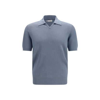 Blue Cotton Polo Shirt