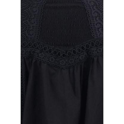 Black Cotton Mini Skirt