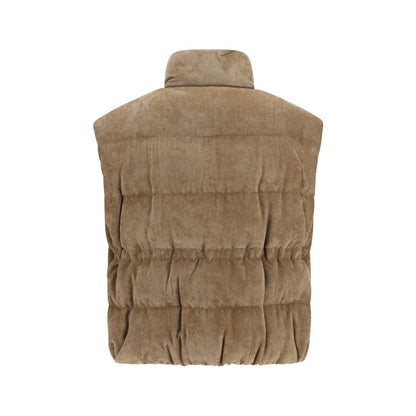 Beige Viscose Sleeveless Jacket