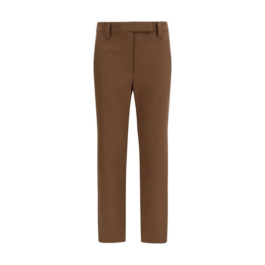 Brown Elastane Casual Pants