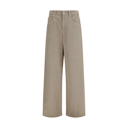 Beige Cotton Casual Pants