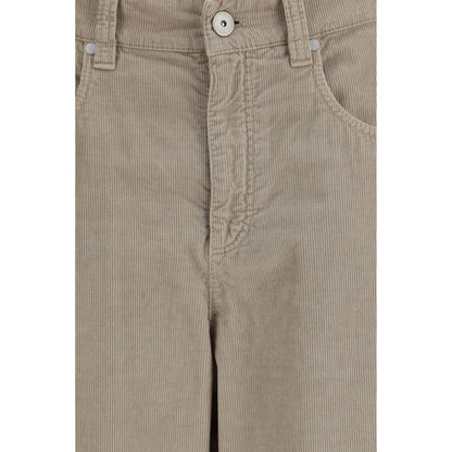 Beige Cotton Casual Pants