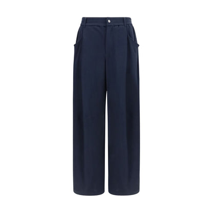 Blue Cotton Casual Pants