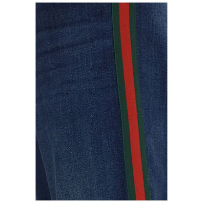Blue Cotton Flared Jeans
