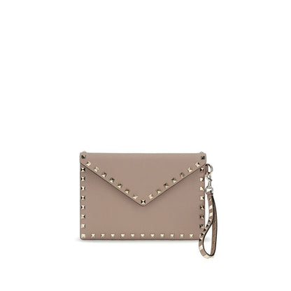 Beige Calf Leather Bos Taurus Clutch Bag