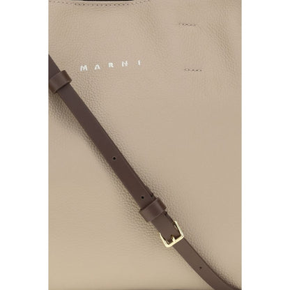 Beige Calf Leather Bos Taurus Shoulder Bag