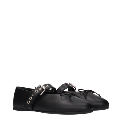 Black Leather Ballet Flats