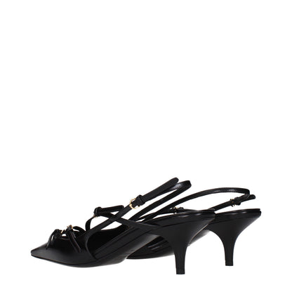 Black Leather High Heel Pumps