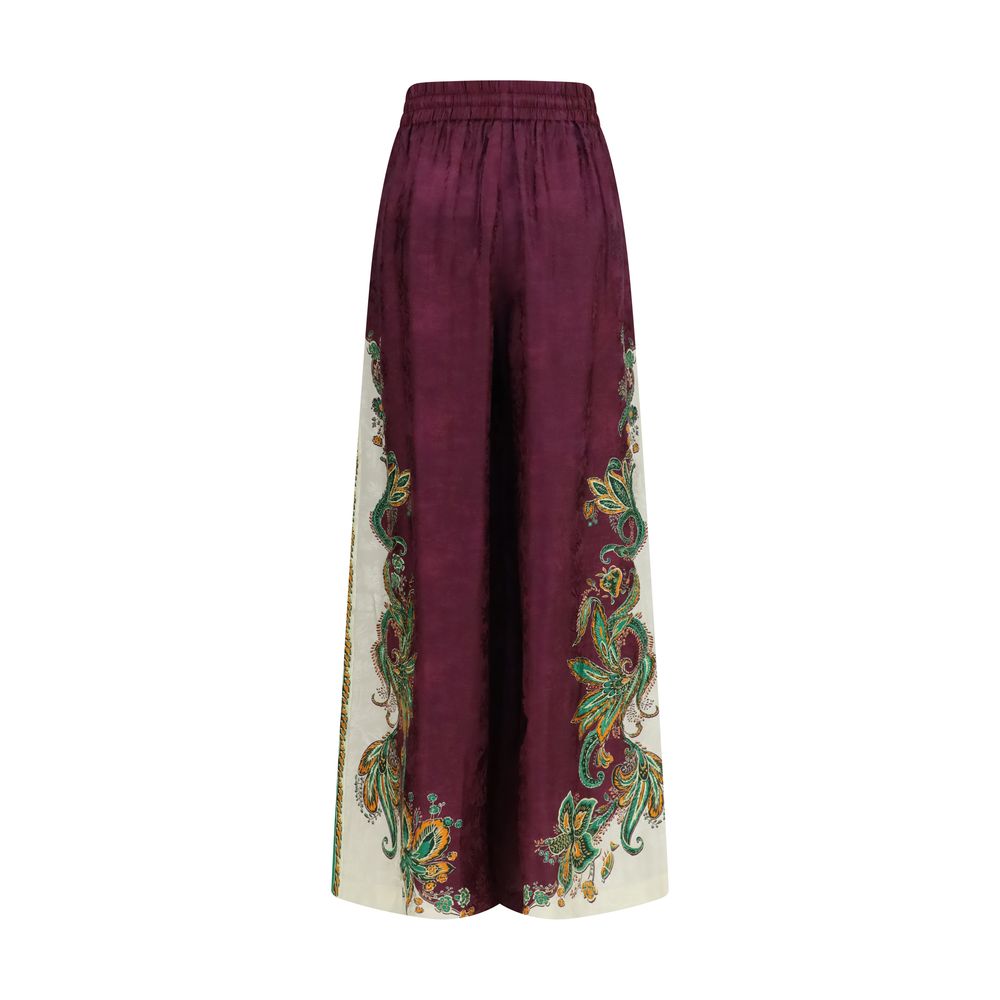 Purple Viscose Casual Pants