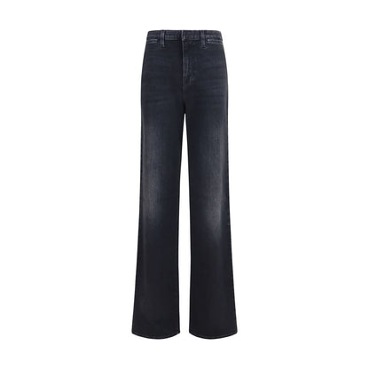 Black Cotton Straight-Leg Jeans