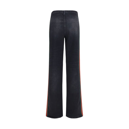 Black Cotton Straight-Leg Jeans