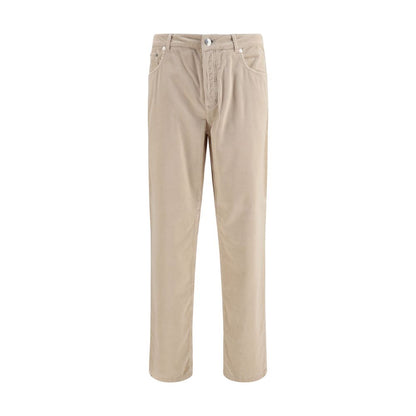 Beige Cotton Casual Pants