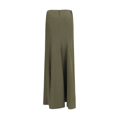 Bicolor Silk Long Skirt