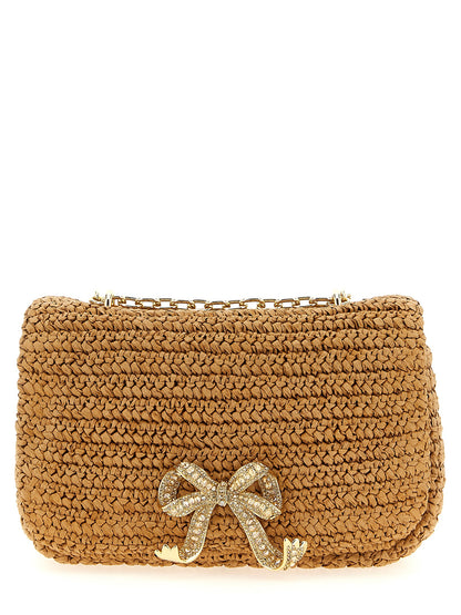 Beige Raffia Shoulder Bag