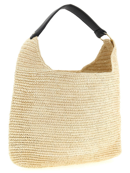Beige Raffia Shoulder Bag
