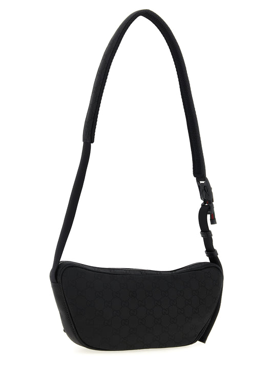 Black Polyester Crossbody Bag