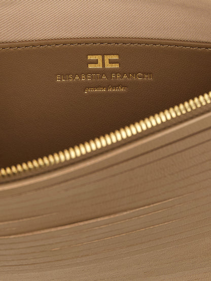 Beige Leather Clutch Bag