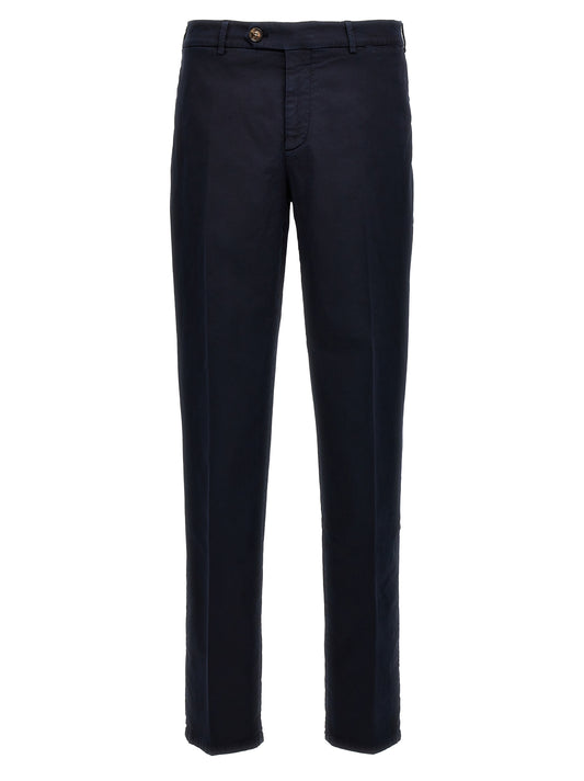 Blue Cotton Casual Pants