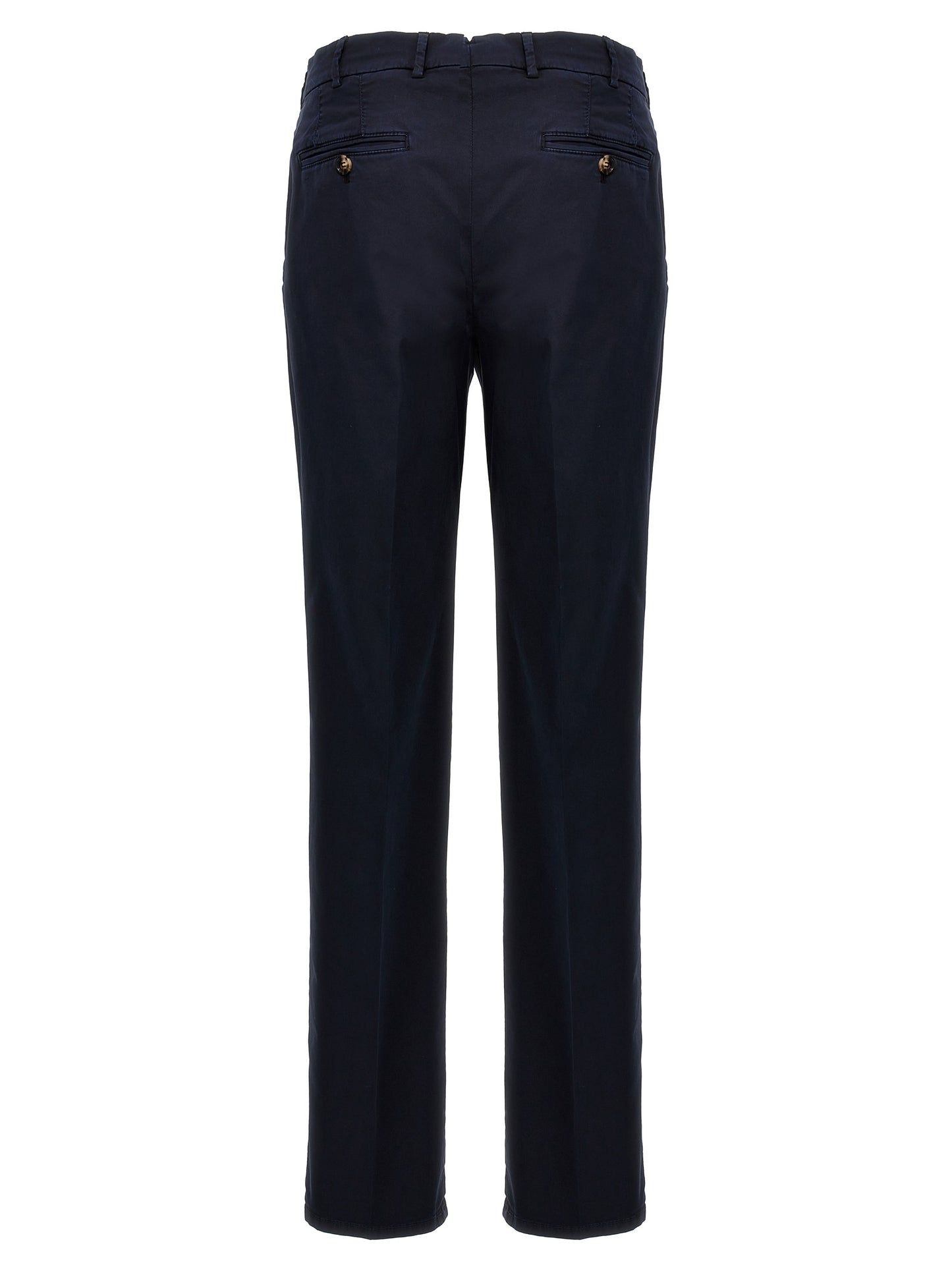Blue Cotton Casual Pants