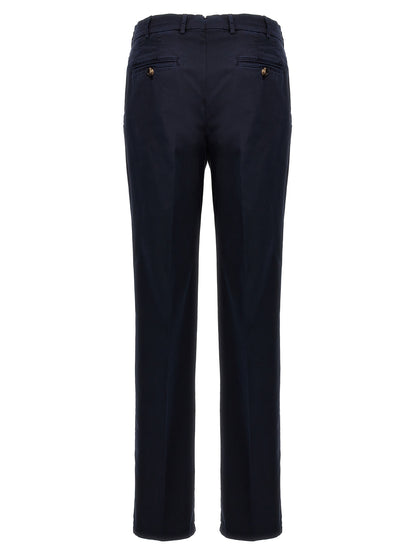 Blue Cotton Casual Pants