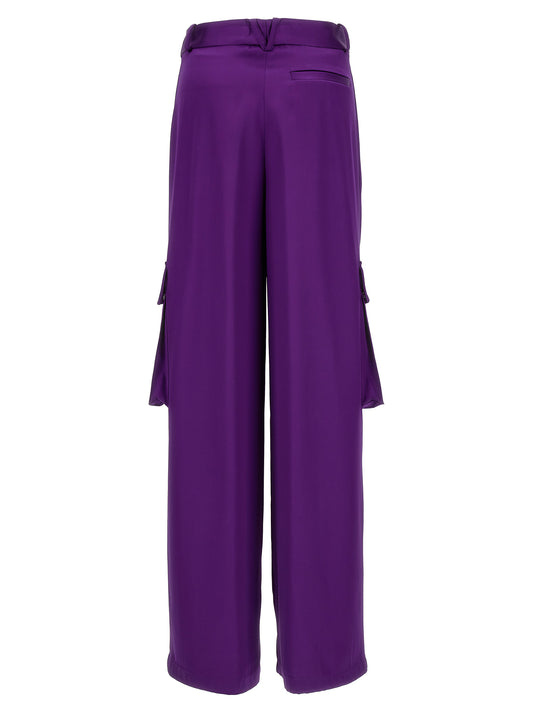 Purple Viscose Cargo Pants