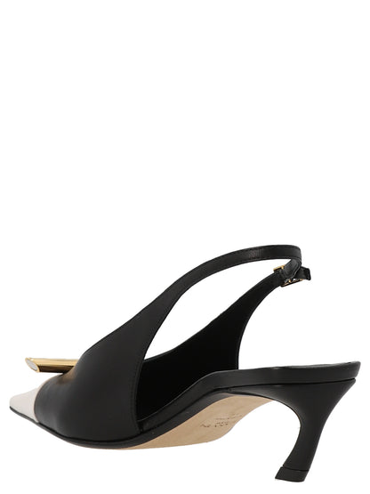 Bicolor Goatskin Mid Heel Pumps