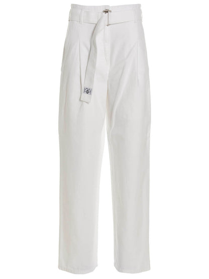 White Cotton Casual Pants