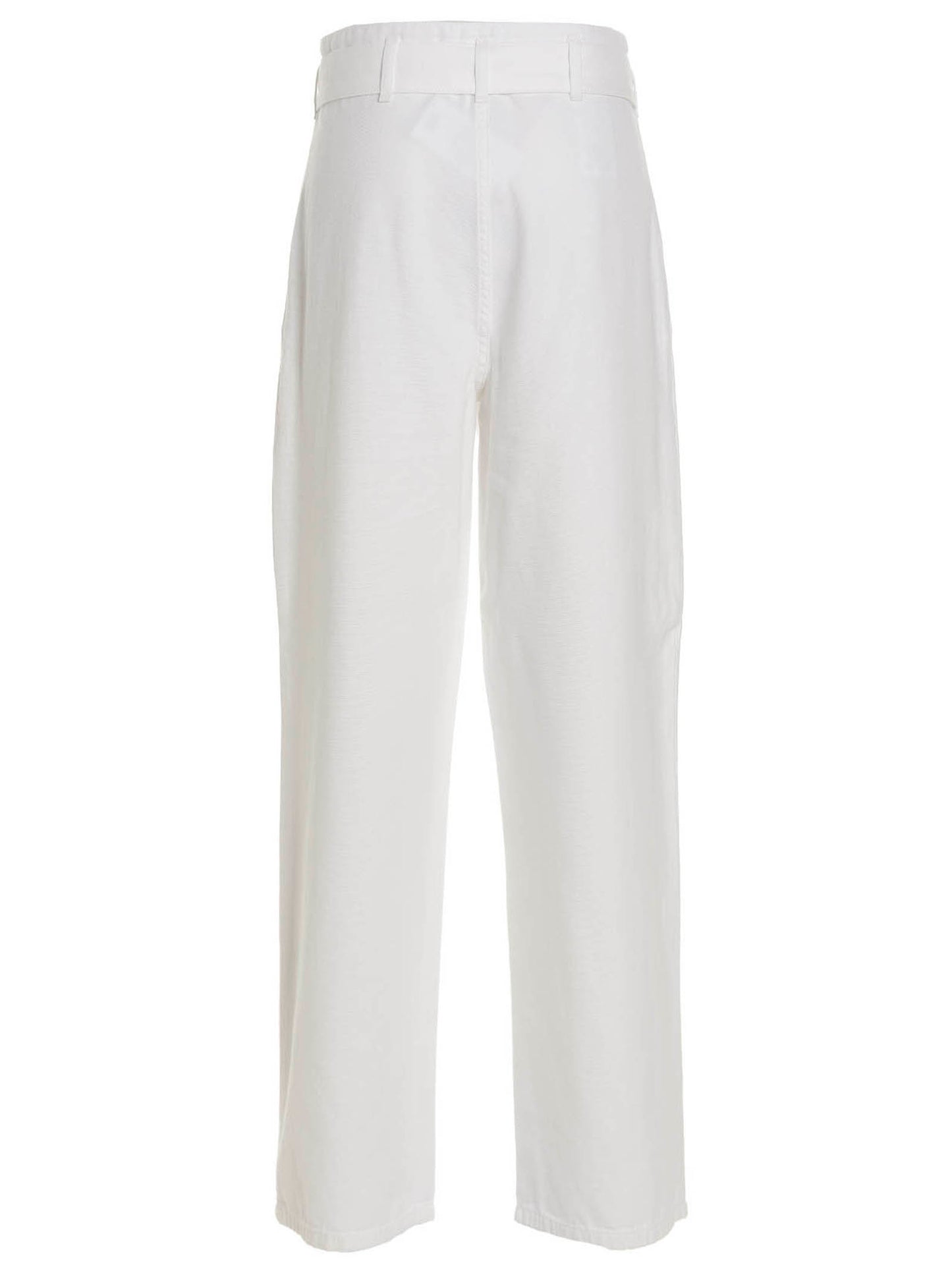 White Cotton Casual Pants