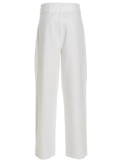White Cotton Casual Pants