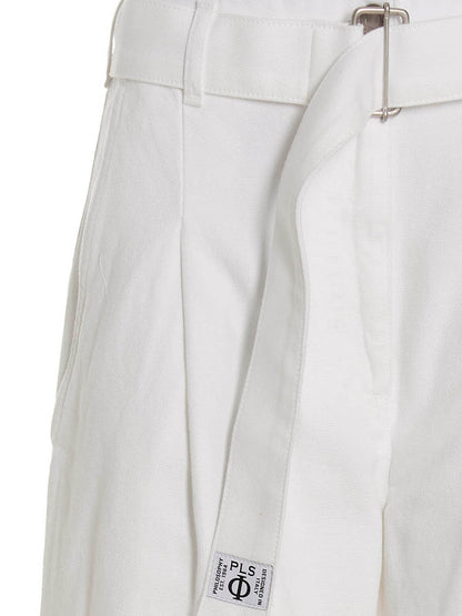 White Cotton Casual Pants