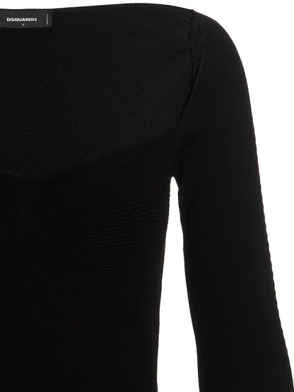 Black Viscose Mini Skirt