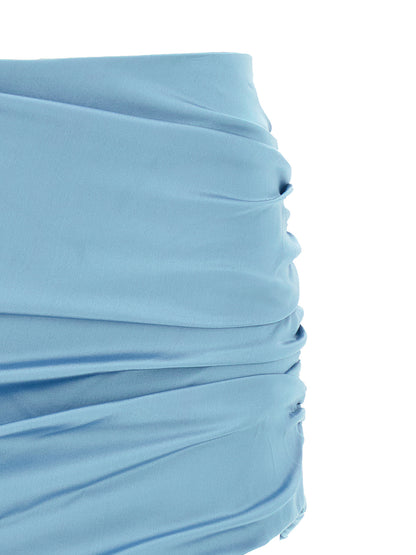 Blue Silk Long Skirt