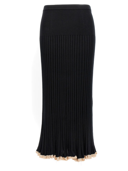 Black Silk Midi Skirt